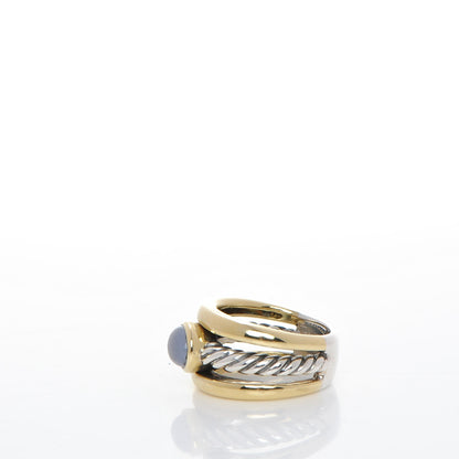 David Yurman Sterling Silver 18K Yellow Gold Chrysoprase Cable Ring 51.5 6 3 of 5