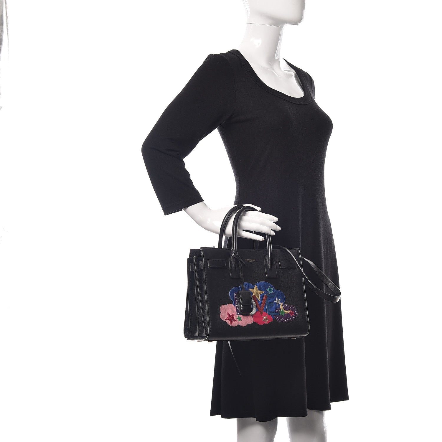 Saint Laurent Calfskin Love Patchwork Baby Sac De Jour Black 2 of 17