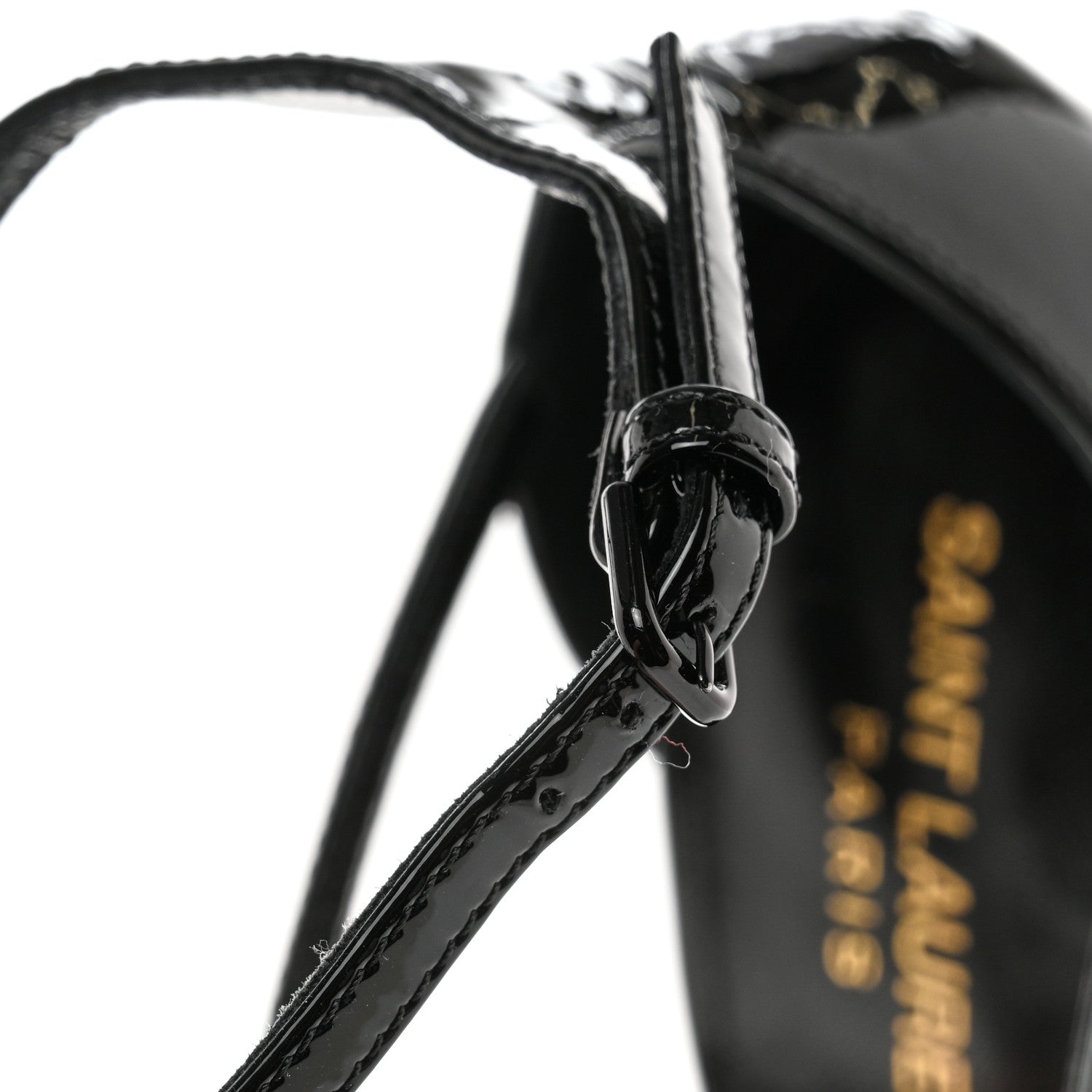 Saint Laurent Patent Cassandra 100 Ankle Strap Sandals 40 Black 10 of 11