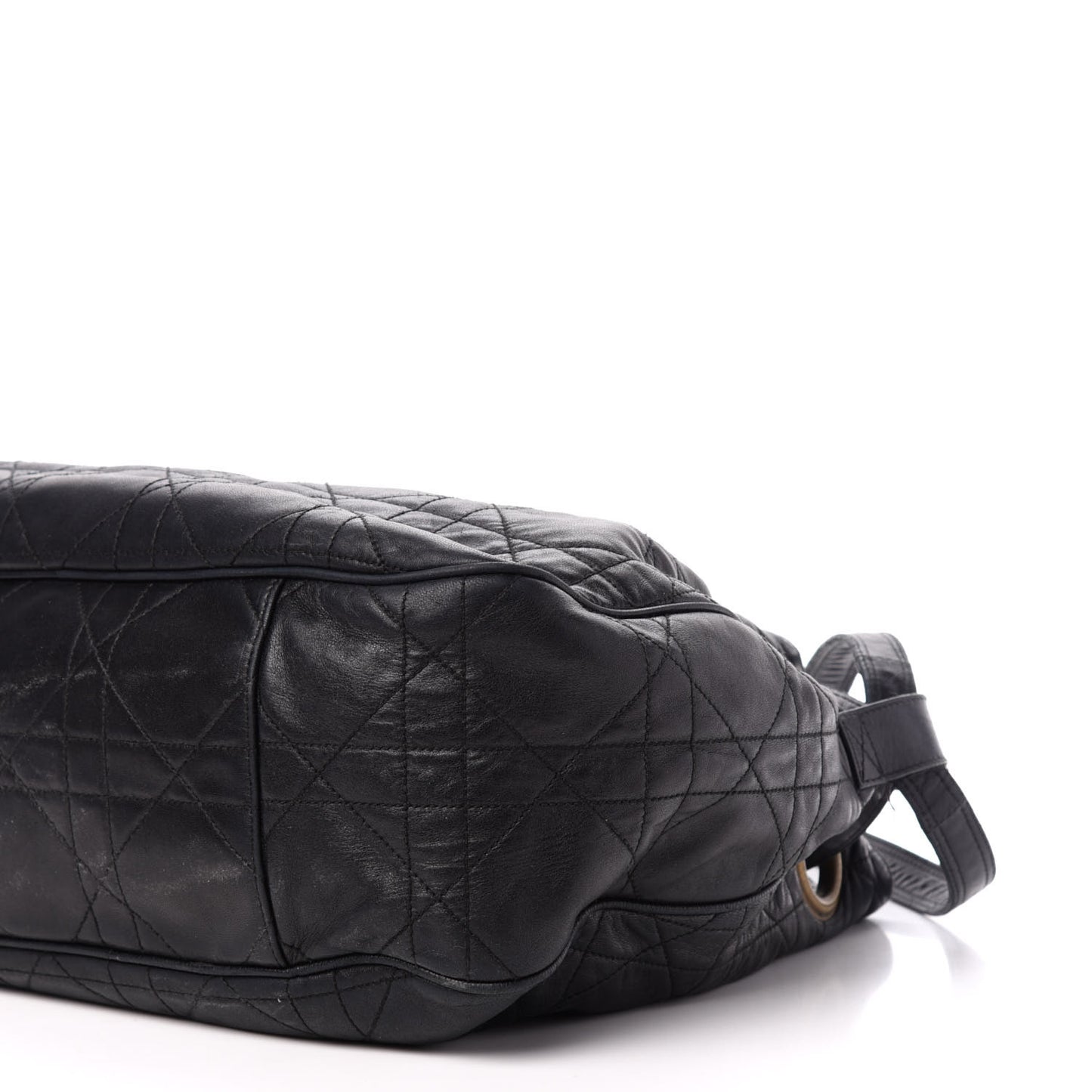 Lambskin Cannage Drawstring Bag Black
