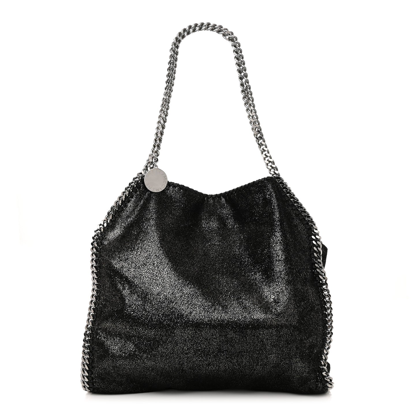 Metallic Shaggy Deer Falabella Fold Over Tote Black