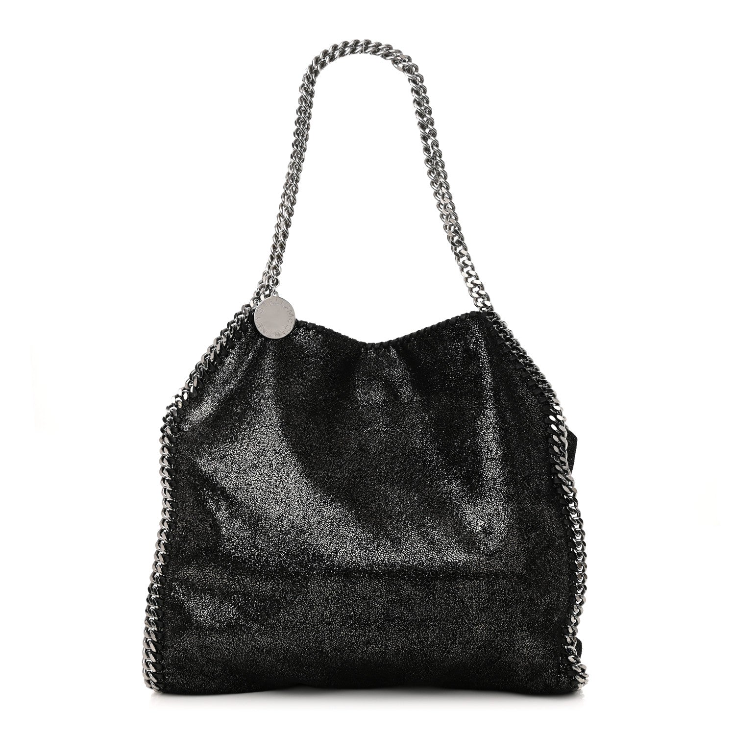 Stella McCartney Metallic Shaggy Deer Falabella Fold Over Tote Black 1 of 9
