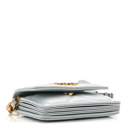 Chanel Lambskin Quilted Chanel 19 Flap Card Holder With Chain Light Blue 4 of 11