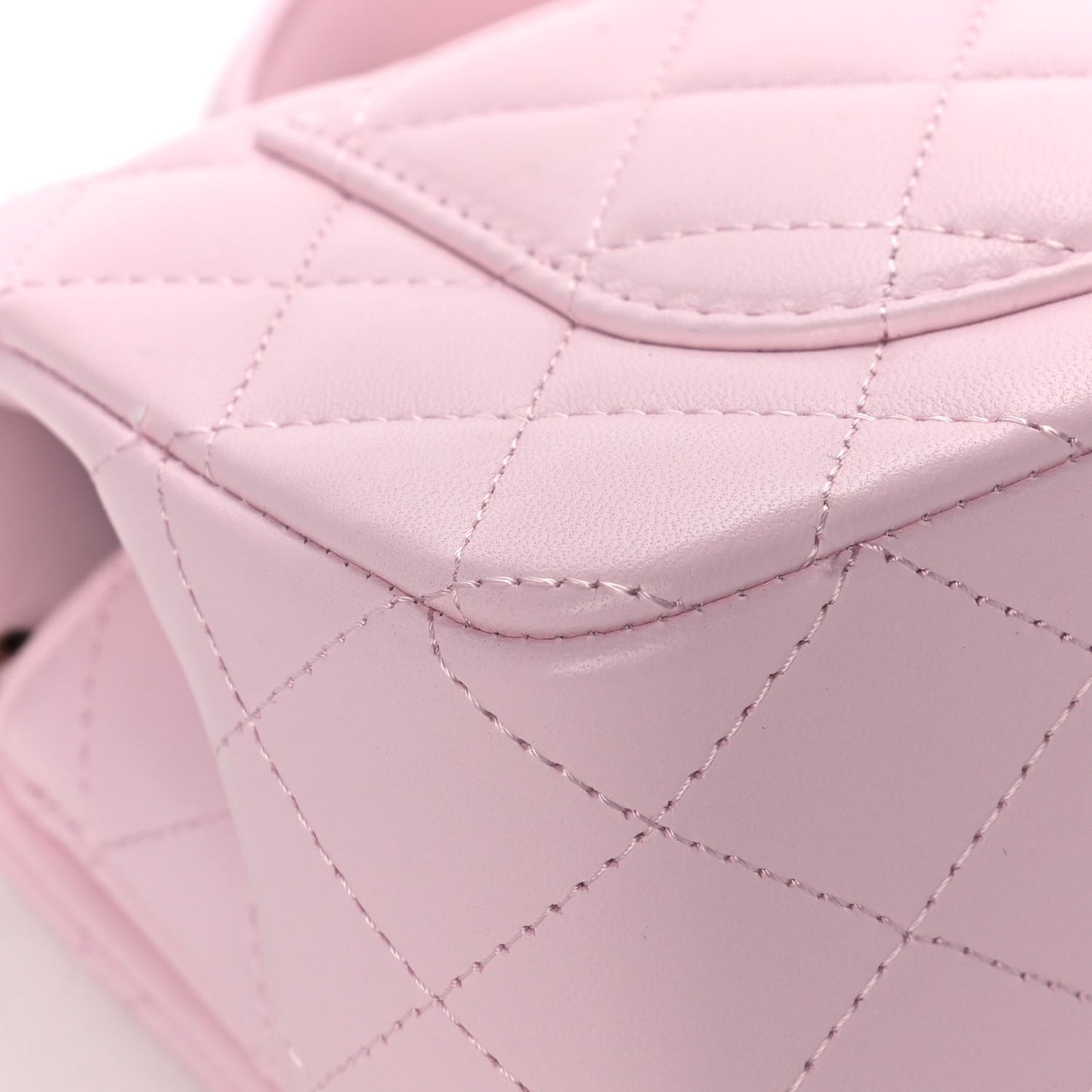Lambskin Quilted Mini Top Handle Rectangular Flap Light Pink