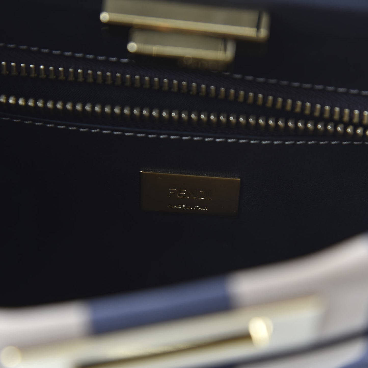 Vitello Nabuk Seta Pequin Medium Peekaboo Iconic Satchel Tobacco Moro Ebano