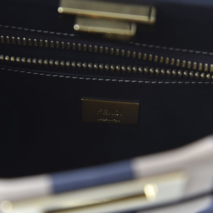 Fendi Vitello Nabuk Seta Pequin Medium Peekaboo Iconic Satchel Tobacco Moro Ebano 8 of 10