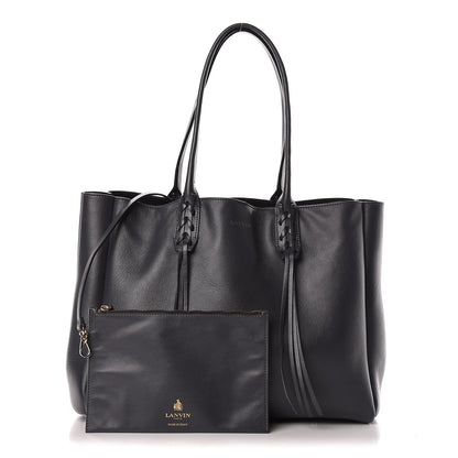 Lanvin Smooth Calfskin Small Fringe Shopper Tote Grey 3 of 15