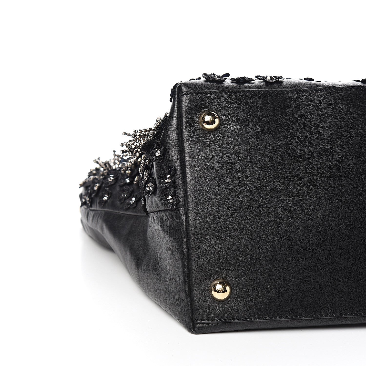 Valentino Garavani Vitello Crystal Floral Tote Black 6 of 8