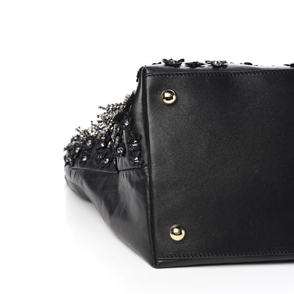 Valentino Garavani Vitello Crystal Floral Tote Black 6 of 8