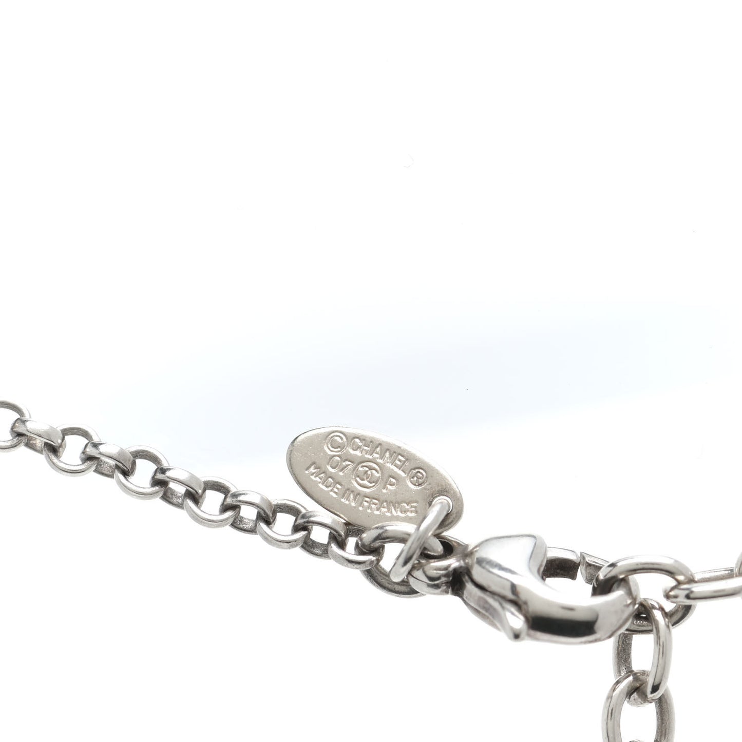 Resin Coco CC Necklace Silver