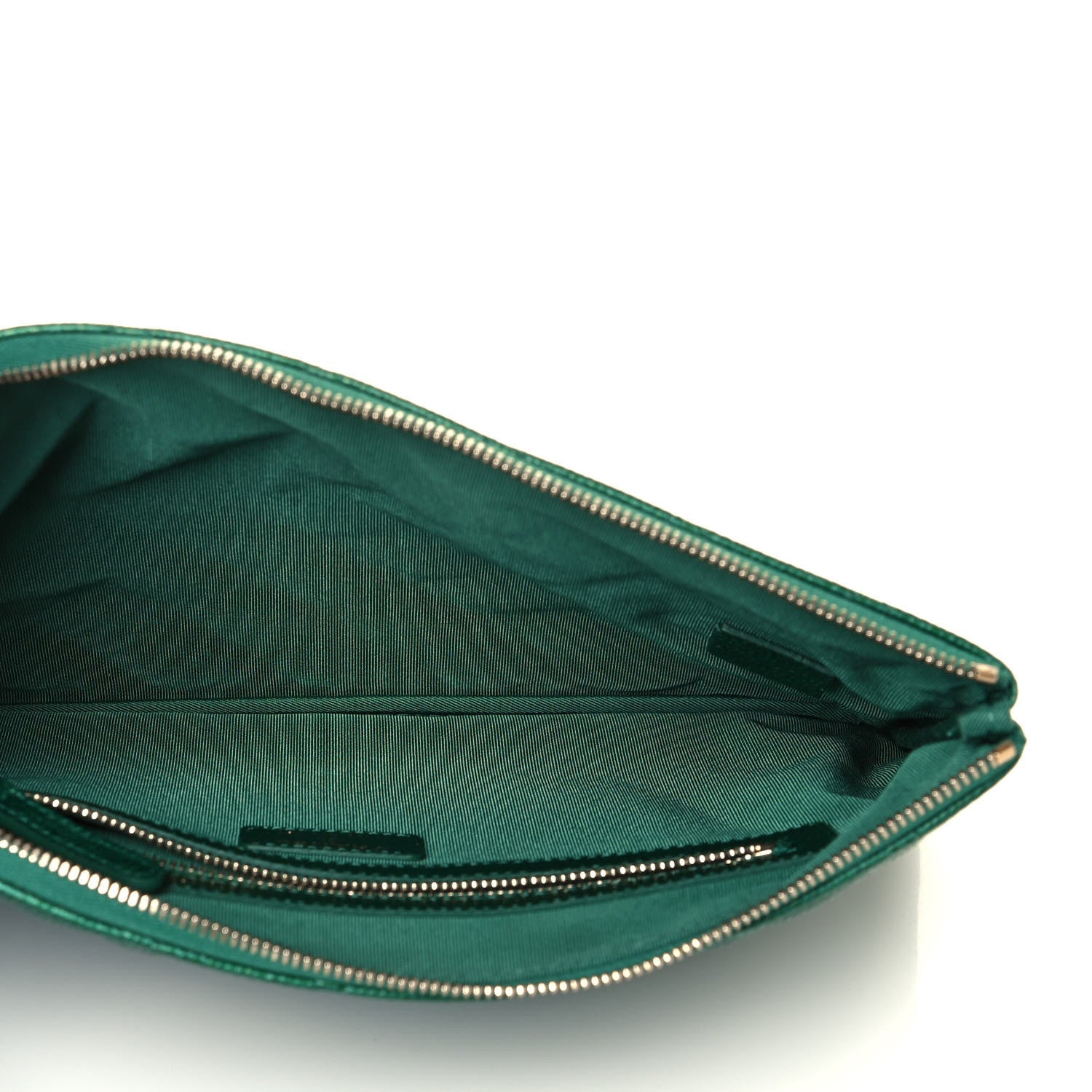 Chanel Metallic Caviar Quilted Medium Cosmetic Case Green 5 of 13