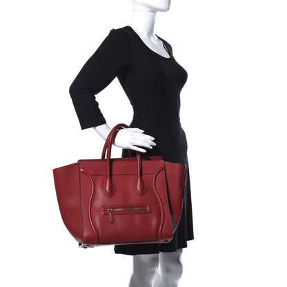 Celine Baby Drummed Calfskin Mini Luggage Red 2 of 11