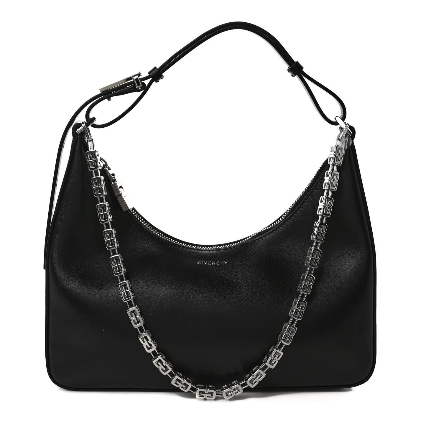 Smooth Calfskin Small Moon Cut Out Shoulder Bag Black