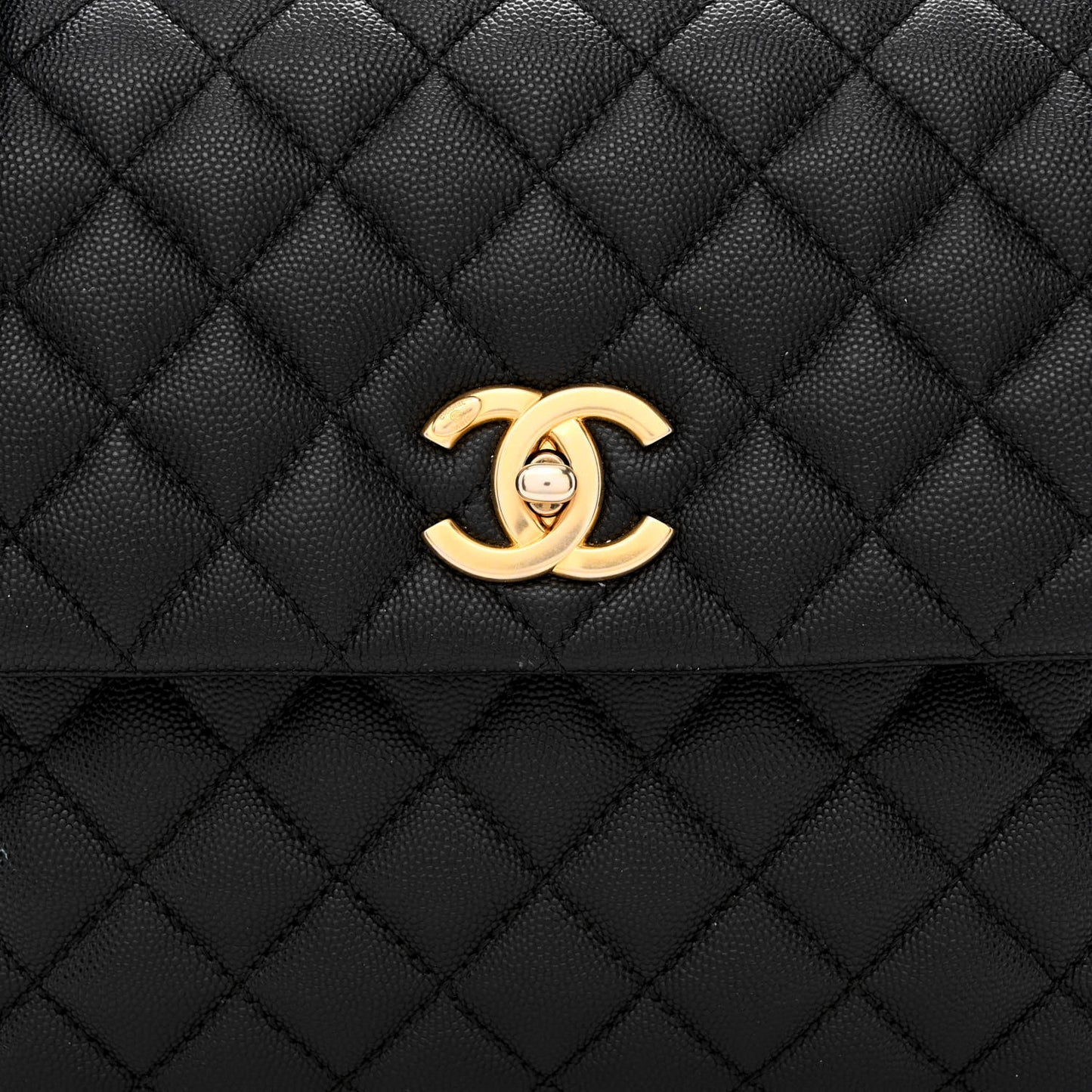 Caviar Quilted Medium Coco Handle Flap Black