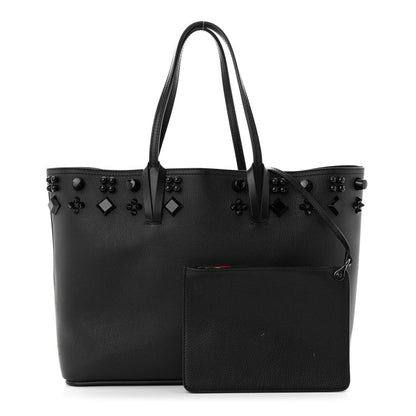Christian Louboutin Calfskin Empire Spike Studded East West Cabata Tote Black 1 of 12