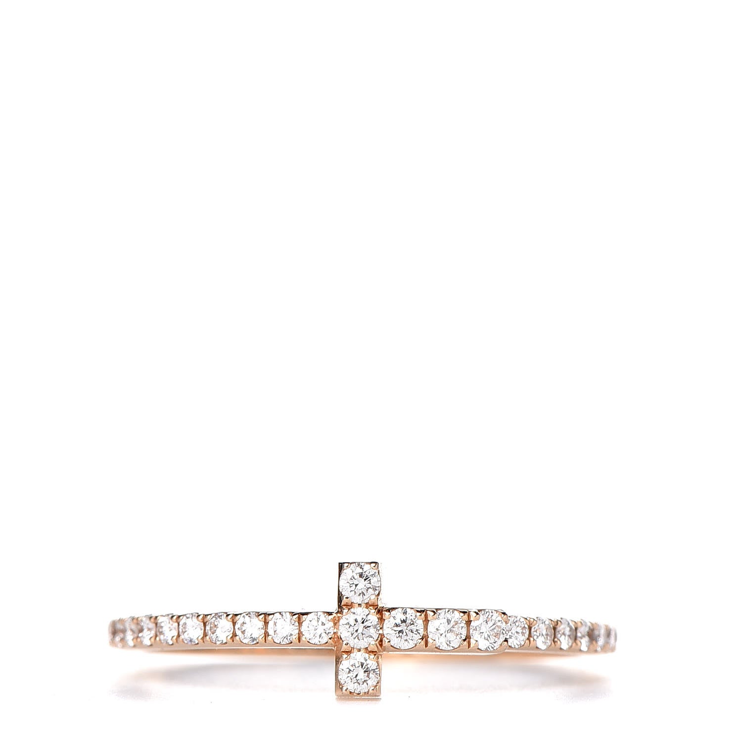 Tiffany 18K Rose Gold Diamond T Wire Pave Ring 48 4.5 1 of 6