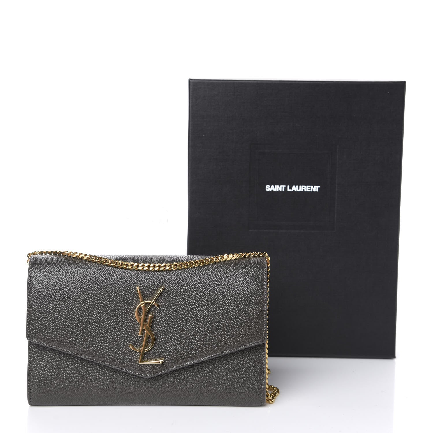 Saint Laurent Grain De Poudre Uptown Chain Wallet Pebble 10 of 10