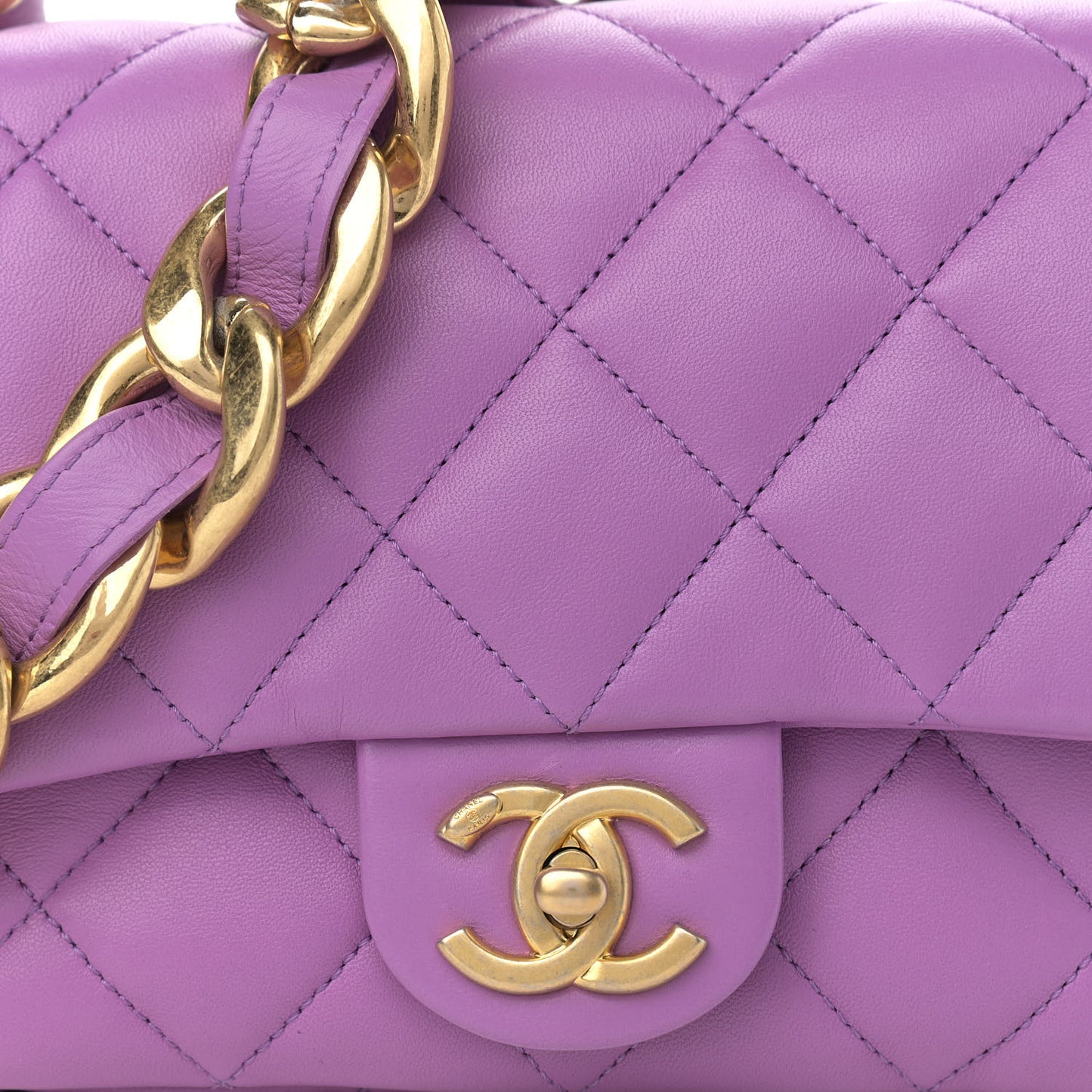 Lambskin Quilted Small CC Funky Town Flap Purple