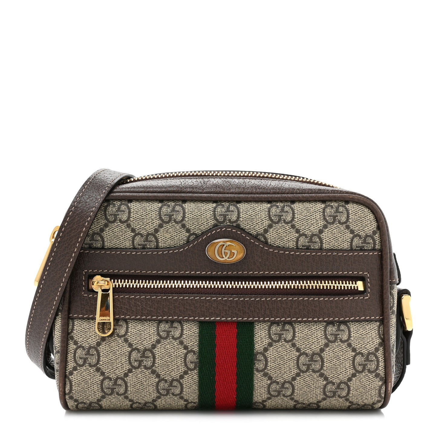 GG Supreme Monogram Web Mini Ophidia Shoulder Bag Brown
