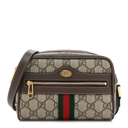 Gucci GG Supreme Monogram Web Mini Ophidia Shoulder Bag Brown 1 of 15