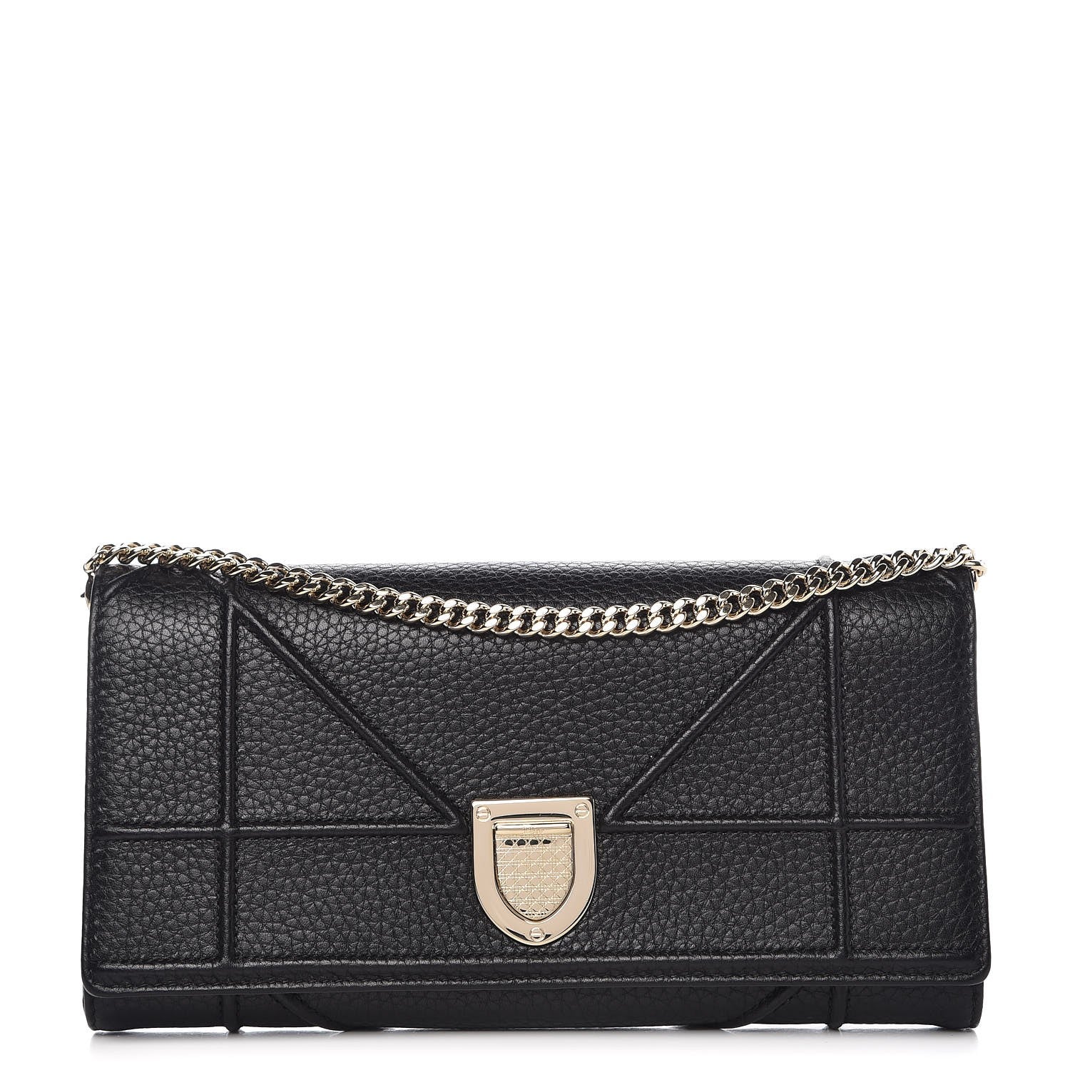 Christian Dior Grained Calfskin Diorama Croisiere Chain Wallet Black 1 of 8