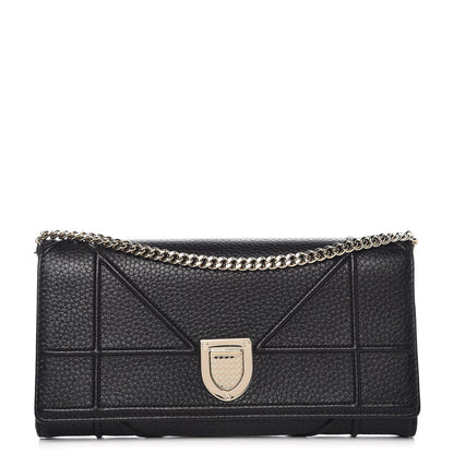 Christian Dior Grained Calfskin Diorama Croisiere Chain Wallet Black 1 of 8