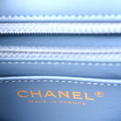 Chanel Printed Denim Quilted Mini Rectangular Flap Light Blue 6 of 9