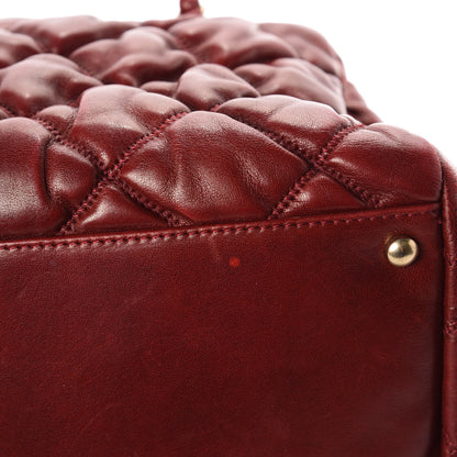 Chanel Lambskin Bubble Quilt Bowler Red 11 of 11
