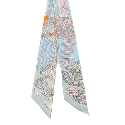 Hermes Silk De l'Ombrelle Aux Duels Twilly Ciel Rose Pale Orange 2 of 3