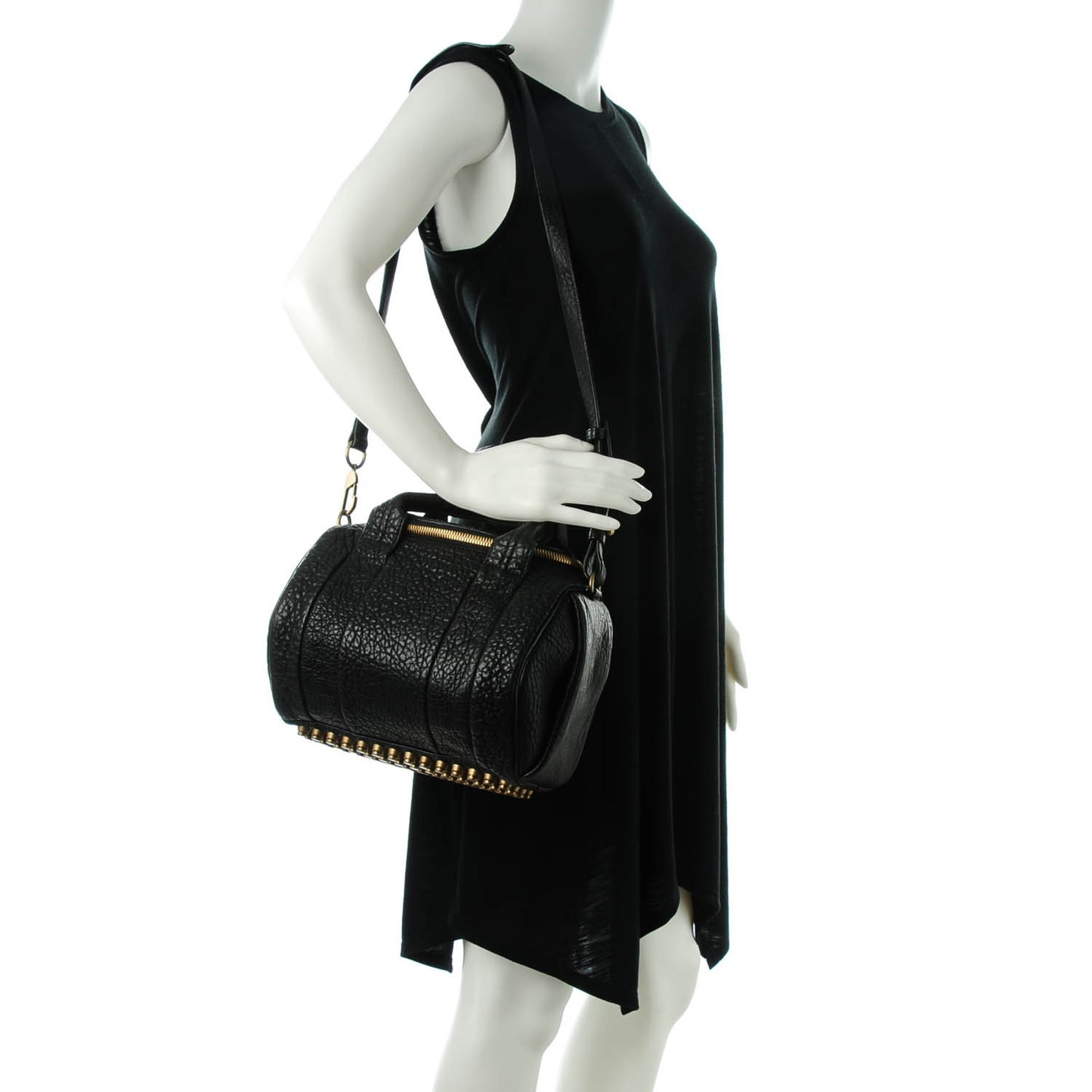Pebbled Lambskin Rockie Black Antique Brass Hardware