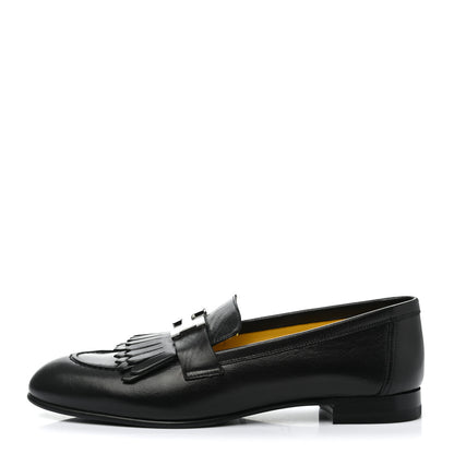 Hermes Goatskin Womens Royal Loafers 38 Black 1 of 20