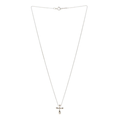 Tiffany Sterling Silver 12mm Elsa Peretti Cross Pendant Necklace 3 of 5