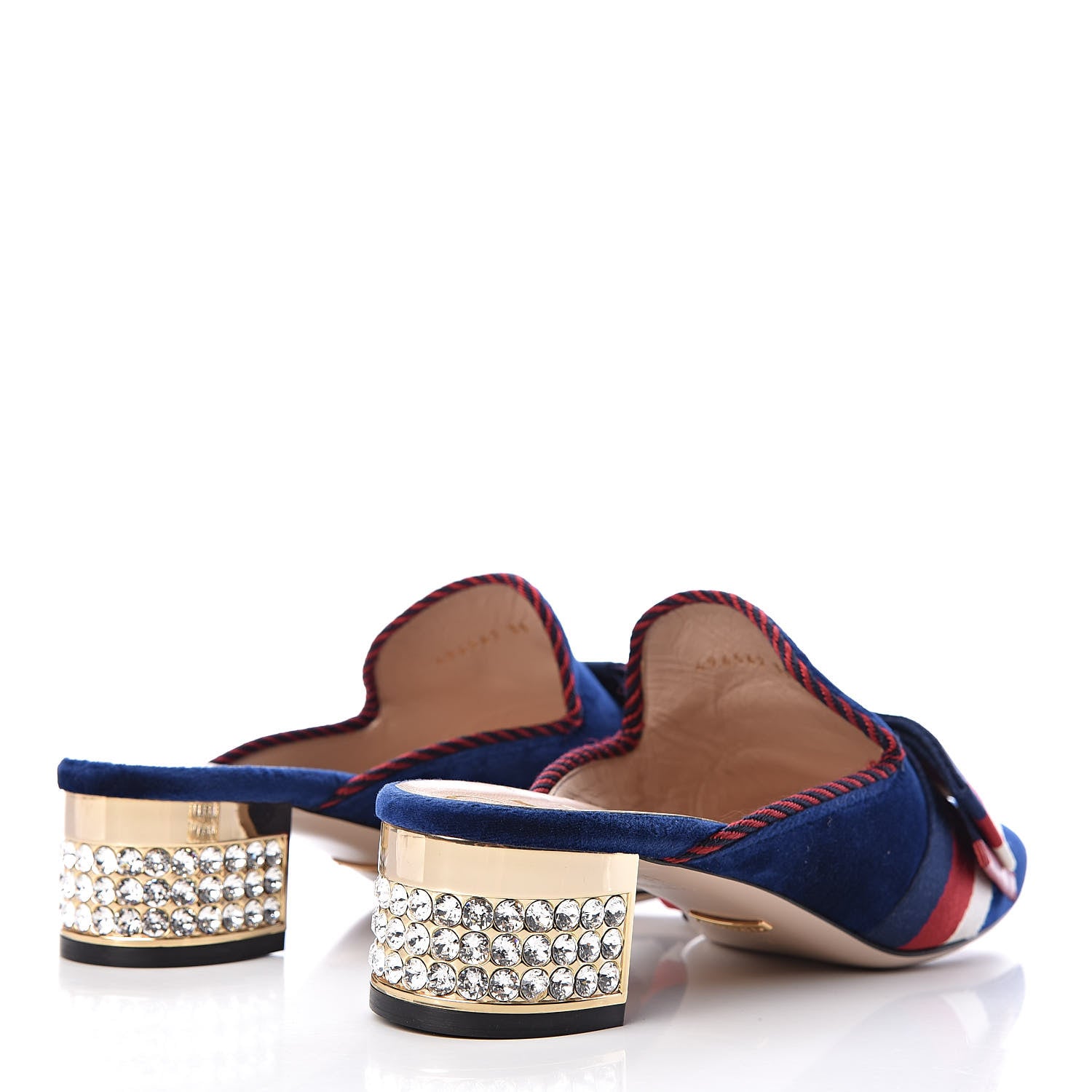 Gucci Velvet Crystal Sylvie Bow Mules 39 Cobalt Blue 4 of 10