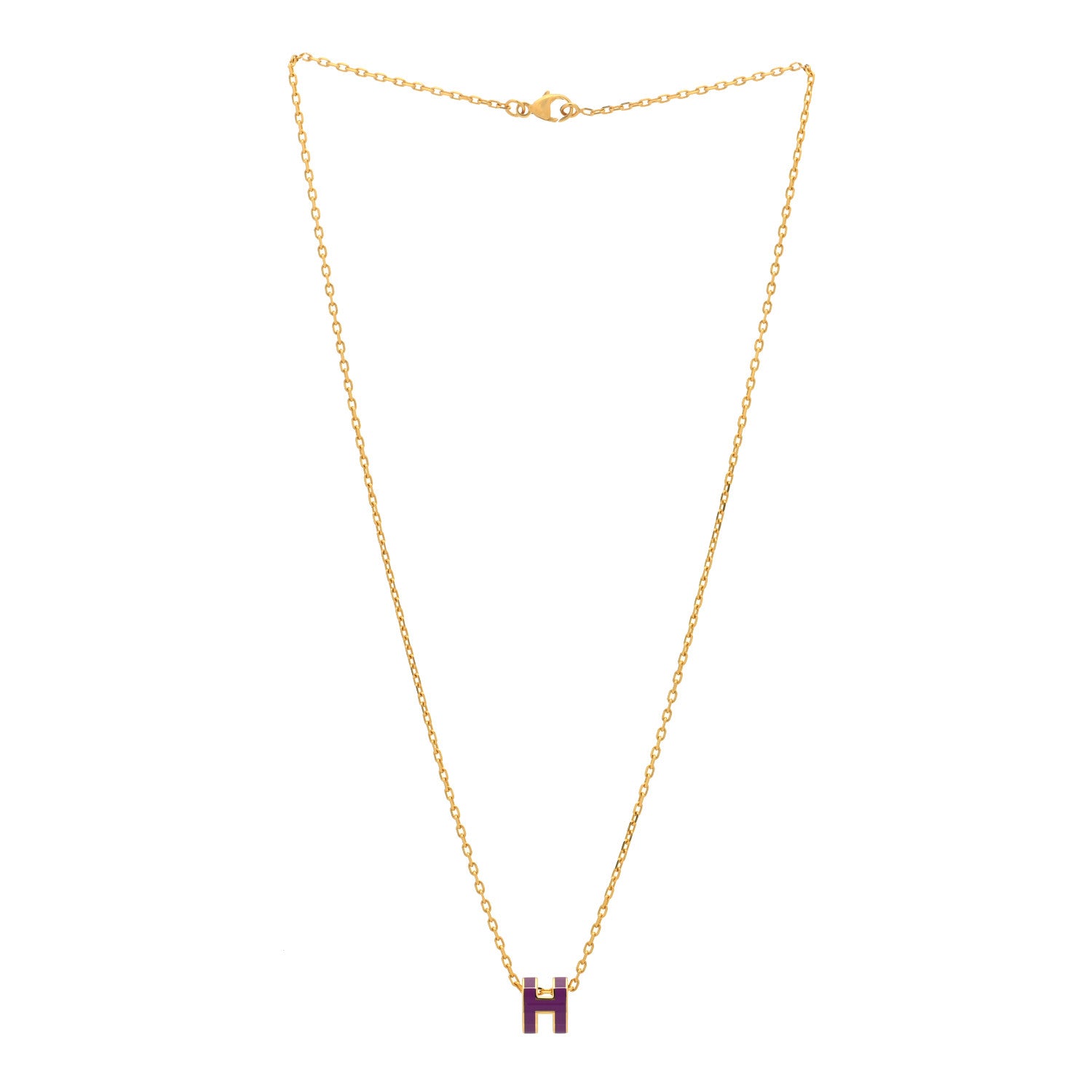 Hermes Lacquered Gold Mini Pop H Pendant Necklace Anemone 3 of 5