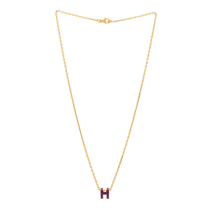 Hermes Lacquered Gold Mini Pop H Pendant Necklace Anemone 3 of 5