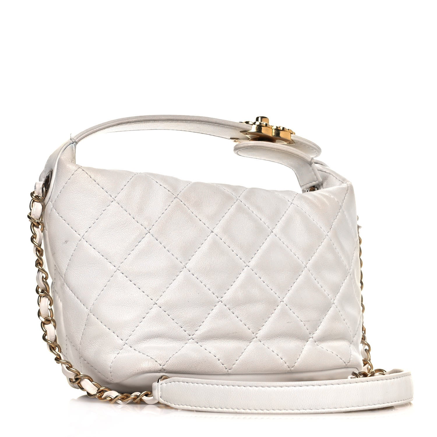 Chanel Lambskin Quilted Small Perfect Meeting Hobo White 3 of 17
