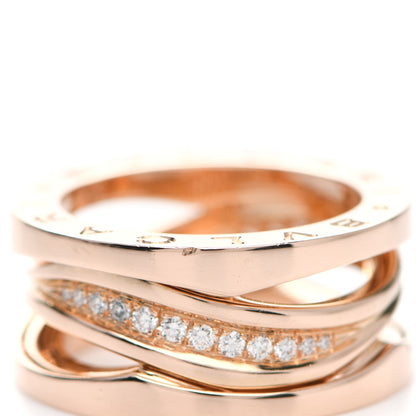 Bulgari 18K Rose Gold Diamond Pave B.Zero1 Legend Ring 49 4.75 8 of 9