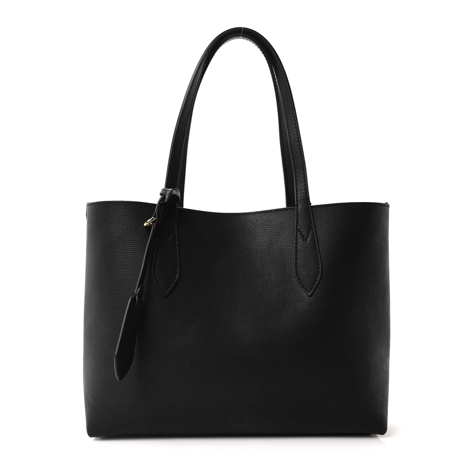 Burberry Grainy Calfskin Haymarket Check Small Reversible Tote Black 10 of 15