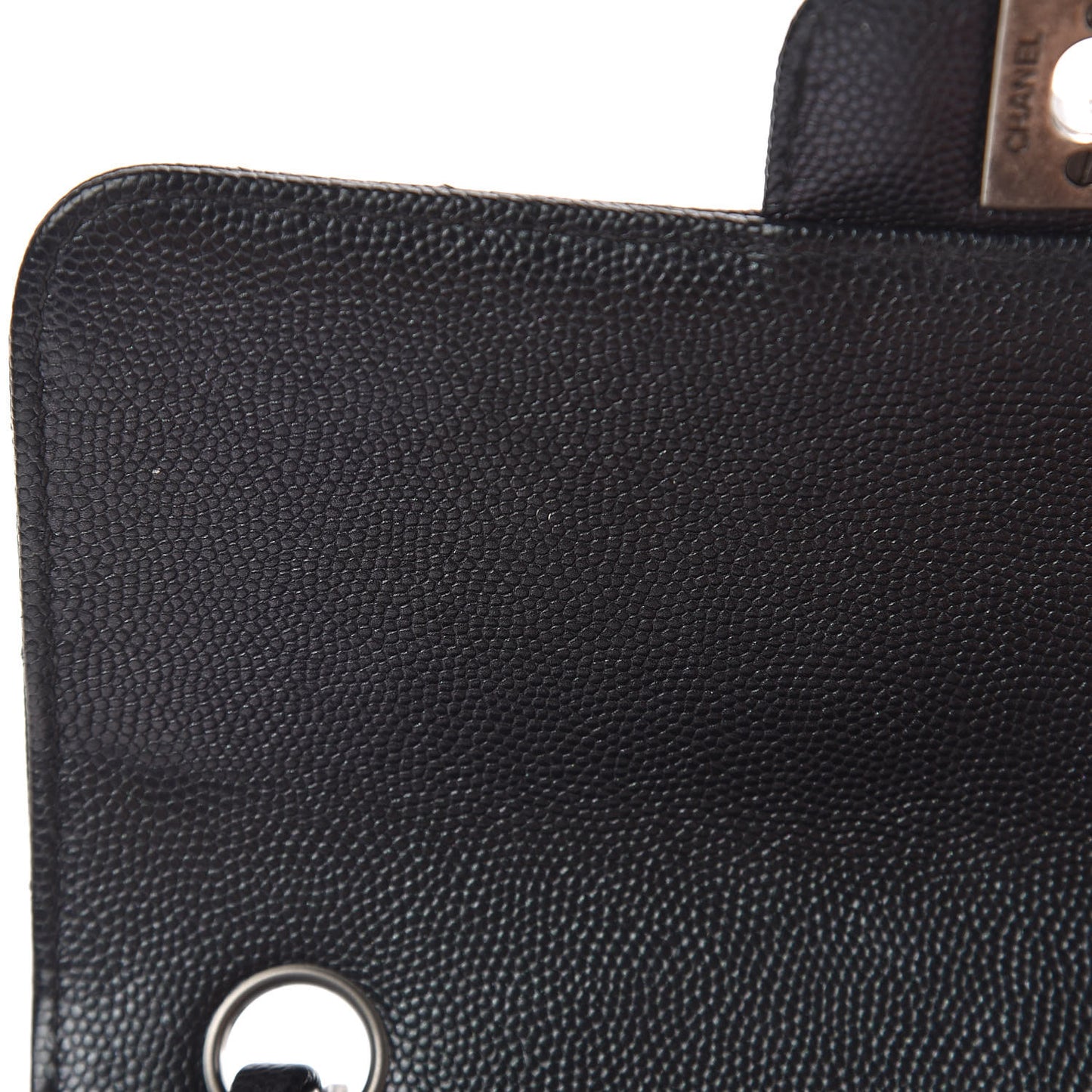 Iridescent Caviar Chevron Quilted Mini Rectangular Flap Black