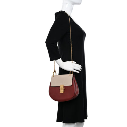 Chloe Grained Calfskin Lambskin Bi-Color Drew Shoulder Bag Beige Brown 2 of 9