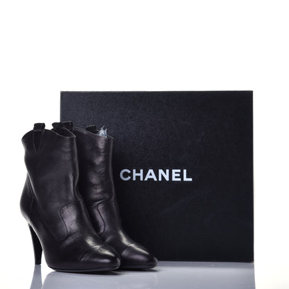 Chanel Lambskin Cap Toe Ankle Boots 39 Black 9 of 9