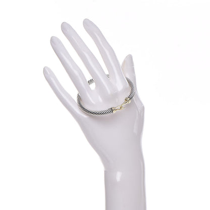 David Yurman Sterling Silver 14K Yellow Gold 5mm Cable Classic Buckle Bracelet 2 of 5