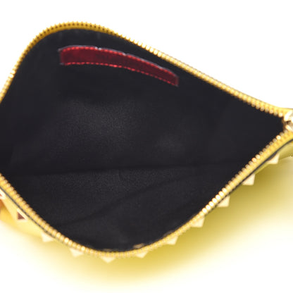 Valentino Garavani Metallic Calfskin Medium Rockstud Zip Pouch Yellow 5 of 7