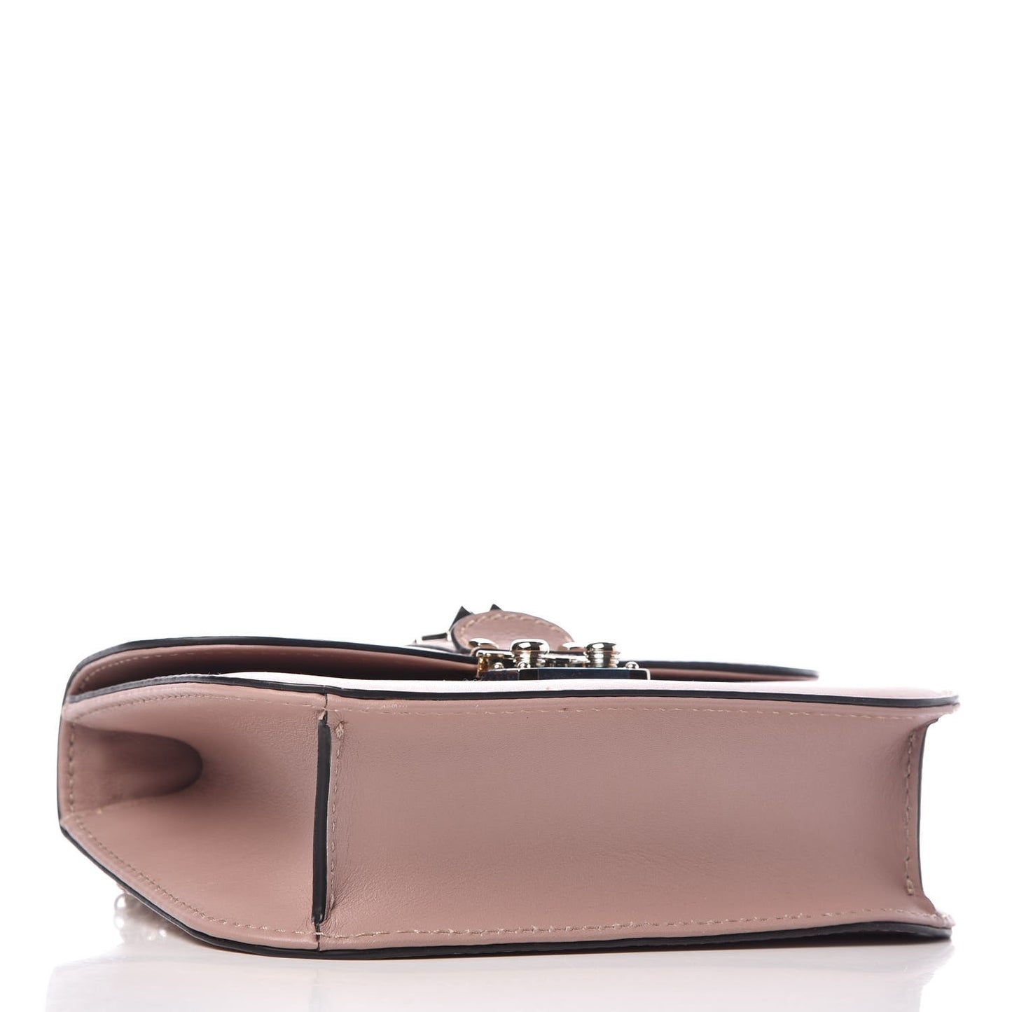 Vitello Small Glam Lock Rockstud Flap Poudre