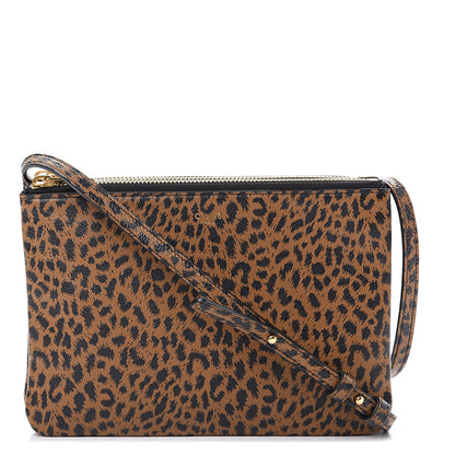 Celine Goatskin Leopard Printed Small Trio Crossbody Bag Brown Black 1 of 12