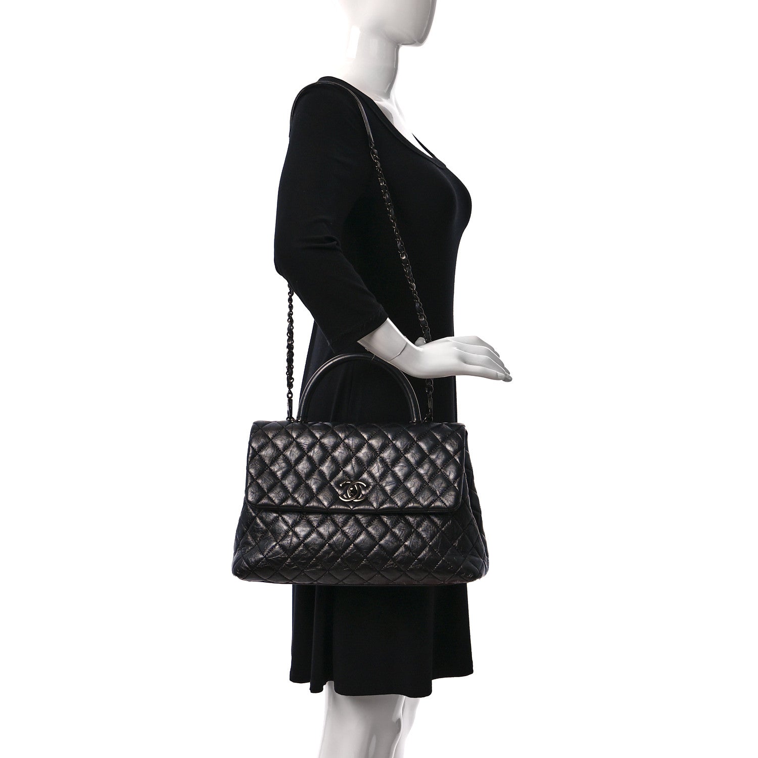 Chanel Aged Calfskin Quilted Medium Coco Handle Flap So Black 2 of 12