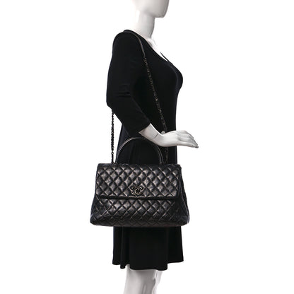 Chanel Aged Calfskin Quilted Medium Coco Handle Flap So Black 2 of 12
