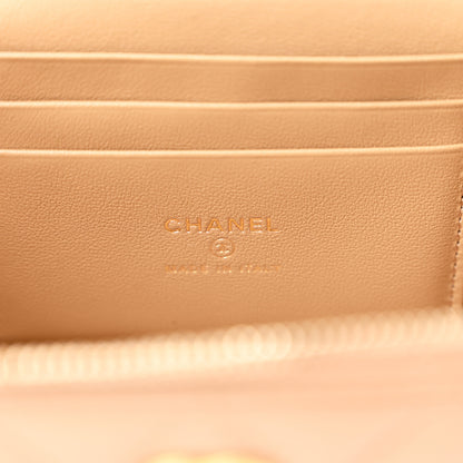 Chanel Lambskin Quilted Metal Small Top Handle Vanity Case With Chain Beige 6 of 11