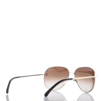 Chanel Aviator CC Sunglasses 4189-T-Q Gold 4 of 7