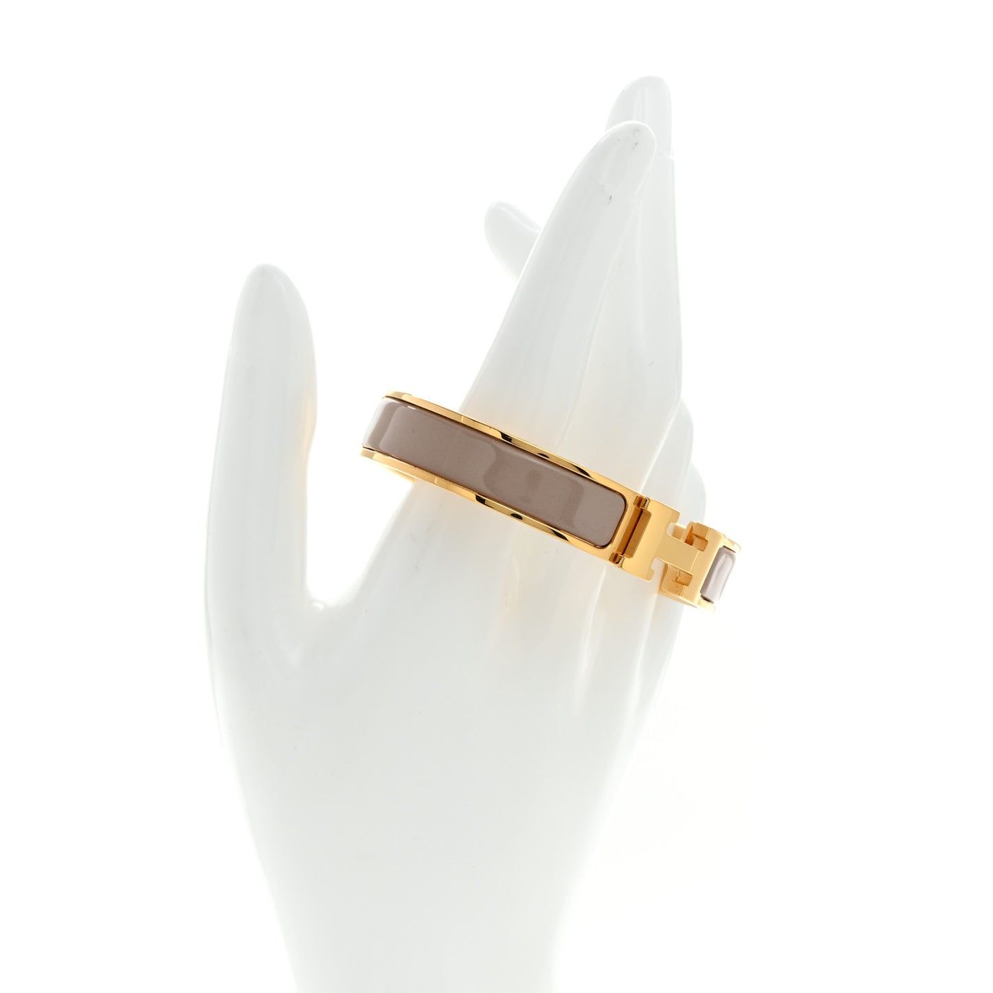 Enamel Narrow Clic Clac H Bracelet GM Marron Glace